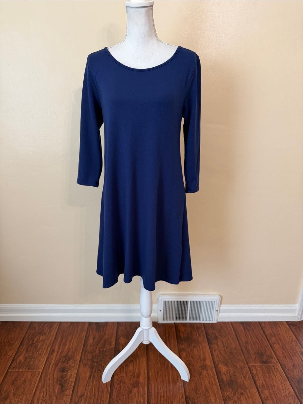 Classic Navy Swing Dress with Back Cut Out